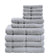 Mainstays 10 Piece Towel Set with Upgraded Softness & Durability, Grey