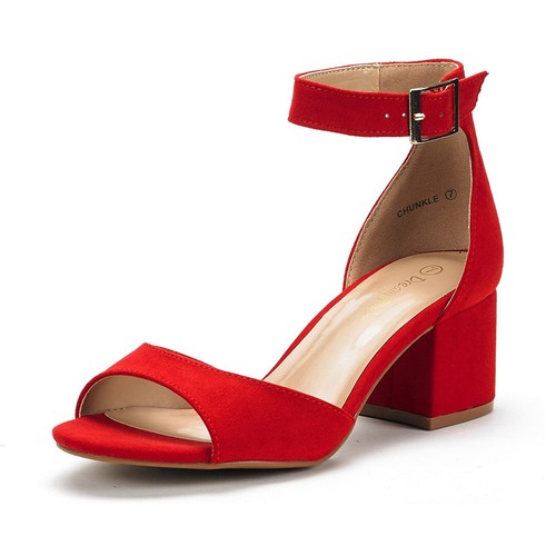 Women Ankle Strap Open Toe Low Chunky Block Heel Sandals Dress Wedding Sandals - Picture 48 of 77