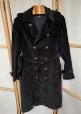 A.p.c. Barbara Black Corduroy Trench Coat Cotton Jacket Size 40