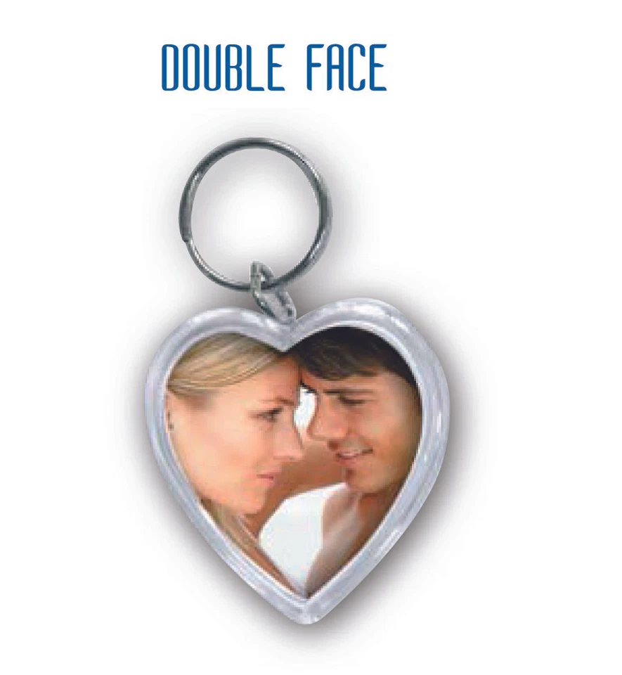 Idea Regalo PORTACHIAVI a Forma di cuore PERSONALIZZATO con Foto Logo Testi ecc.