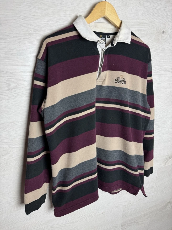 Moletom polo listrado vintage Guinness tamanho grande rugby - Imagem 4 de 4
