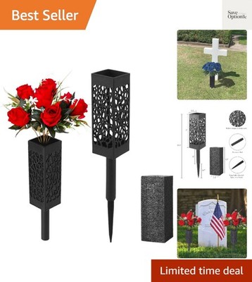 Stylish Cemetery Vase Set with Foam for Elegant Floral Arrangements - 2 Pieces