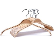 Lightweight Non Slip Wooden Hangers - 10 Pack Heavy Duty Wood Coat Hangers wi...