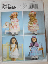 Butterick B6035 - 18" Girl Doll Cloths Sewing Pattern 4 Modern Outfits cut