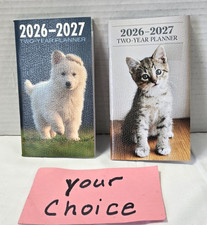 2026-2027 Pocket Planner Calendar YOUR CHOICE CAT or Samoyed Dog 3.3" x 6"