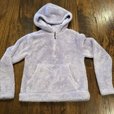 Hearth Lodge Girls Purple Fuzzy 1/4 Zip Fleece Pullover Size M 10/12 