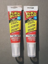 (LOT OF 2)  NEW Flex Glue 4OZ TUBE Clear Strong Rubberized Waterproof Adhesive