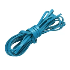 Flat Leather Cord, 3.3 Yard 4mm Leather String Strips for DIY Crafts Lake Blue