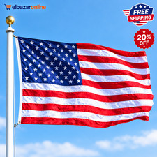 US American Flag Heavy Duty Luxury Embroidered Stars Sewn Stripes Grommets Nylon