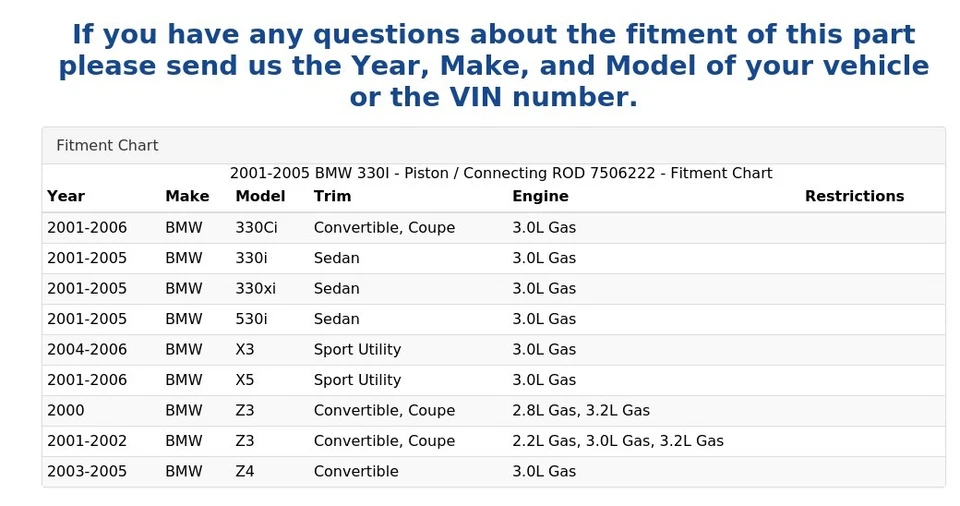 BMW 330I 2001-2005 - pistón/barra de conexión 7506222 Foto 4 de 4