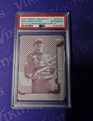 Topps 2021 Chrome F1 Max Verstappen Magenta Plate 1/1 PSA PTP-MV