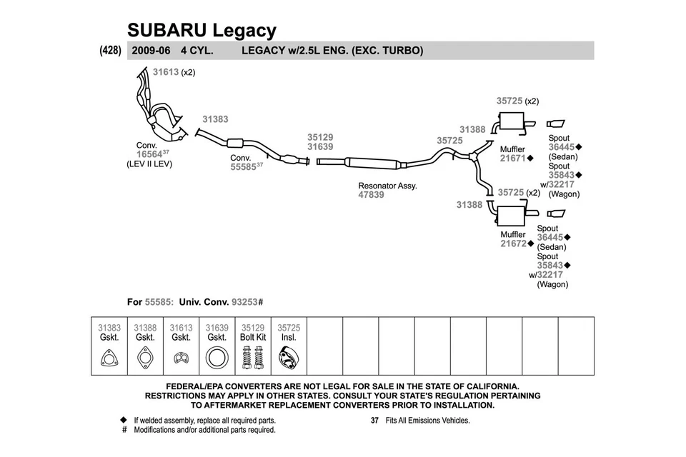 For Subaru Legacy 05-09 Exhaust Muffler Quiet-Flow Passenger Side Stainless - Image 4 of 4