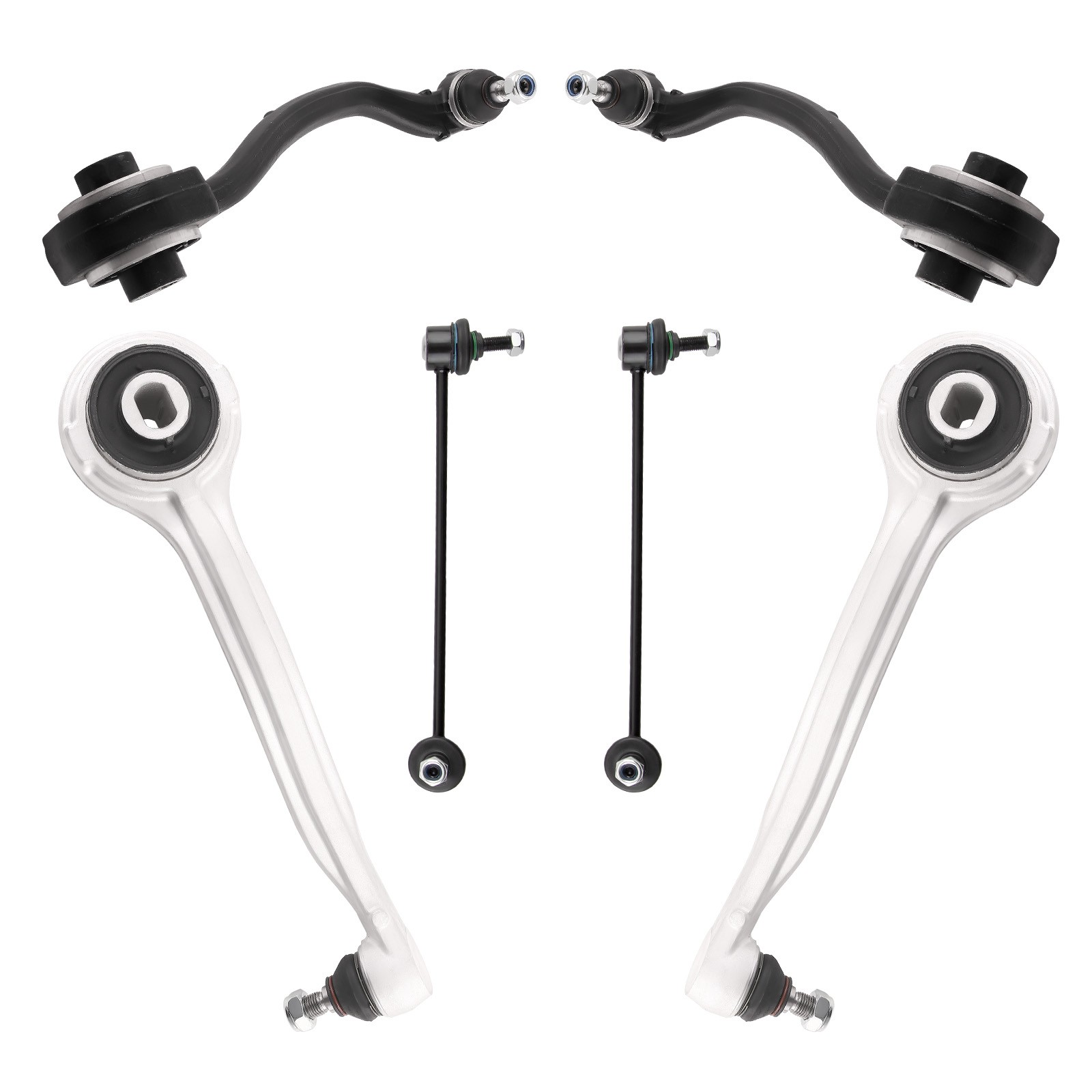 6X Front Upper & Lower Wishbone Control Arms Links Set For Mercedes-Benz C-Class