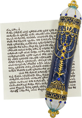 Mezuzah with Scroll for Door, Enamel&Zinc Alloy Blessing Mezuzah Case for Door,