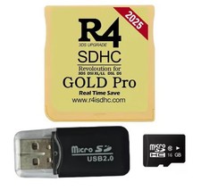 2025 R4 SDHC Gold Pro Card Dual Core Revolution Cartridge + USB Adapter & 16GB M