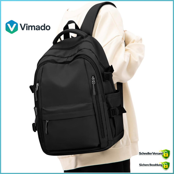 Schulrucksack Schwarz MäDchen Jungen Teenager Rucksack FüR Schule 30L-image