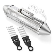 Guiro Instrument, Stainless Steel Guiro Shaker with 2 Scrapers, 15'' x 3''
