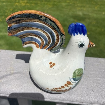 Erandi Tonala Mexican Stoneware Folk Art signed Chickens Hand Crafted Vintage