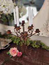 Vintage 11 Branch Rustic Wrought Iron Candelabra Candle Holder Centerpiece