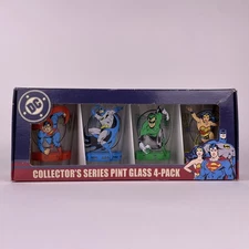 DC Comics Justice League Collector's Series Pint Glass 4-Pack Superman Batman