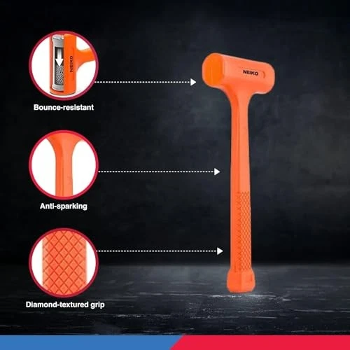 Martillo soplador muerto naranja neón de 4 libras con relleno de tiro de acero para trabajo de carrocería automática Foto 4 de 4