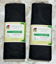Nylon Tulle Sheer Fabric Black 54" inch Wide 2 pk of 3 yards = 6 yards total New