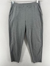 EILEEN FISHER Pants S Organic Cotton Stretch Jersey Tapered Drawstring Gray USA