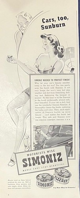 #ad 1940 Vintage Original Rare Simoniz Car Cleaner Cleaning Cars Can Burn Antique AD $23.99