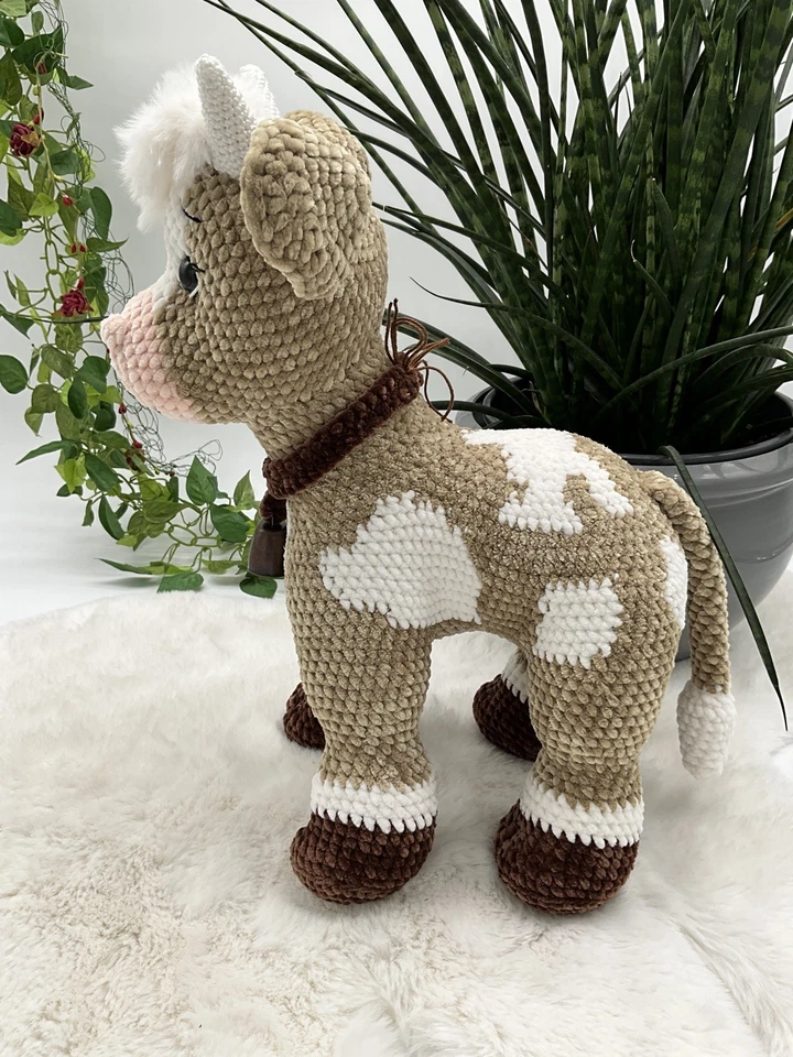 Häkeltier Kuscheltier Häkelarbeit Amigurumi gehäkelte niedliche Kuh - Bild 4 von 4
