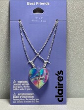 Claire  s Best Friends Cosmic Heart SplitPendant Necklaces - 2 Pack new