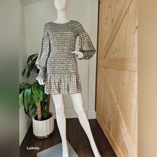 LoveShackFancy Size S Women's Sparkly Checkered Print Mini Dress
