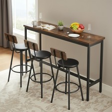 Bar Table and Chairs Set for 3, 4 Industrial Dining Table Set with 3 Bar Stools