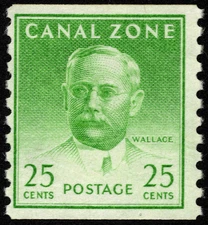 Canal Zone Stamp Scott # 162 Mint NH VF - 25 Cents Yellow Green Wallace Coil