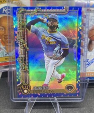 2025 Topps Holiday #H99 Freddy Peralta Blue Metallic Holiday Lights Nmmt