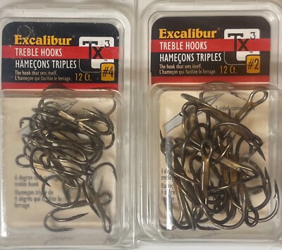 EXCALIBUR Tx3 ROTATING TREBLE HOOKS BRONZE REPLACEMENT HOOKS (12ct) - #2 #4 #6
