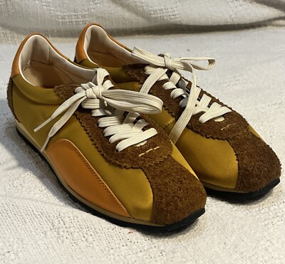 Women Coach Sneakers C122 G1742 Satin Suede Running Mustard Camel Orange  Sz 7.5