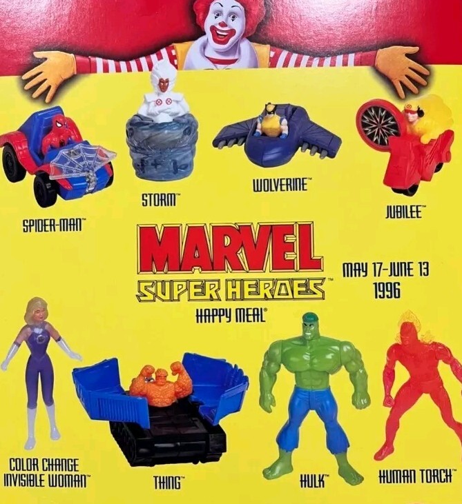 SEALED McDonalds 1996 Marvel Super Hero Toys - Complete Set of 8