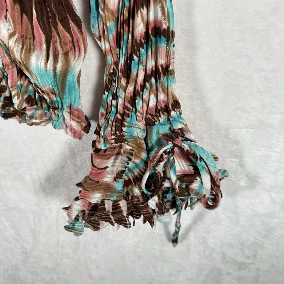 Top vintage Kaelyn Max para mujer 2X Tie Dye volantes años 90 arte para usar mangas de campana Foto 4 de 4