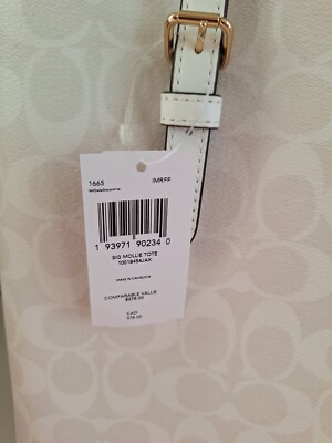COACH 1665 Mollie Tote Bag In Signature Canvas & Leather CHALK