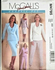McCall's 4785 Misses Lined Jackets Top Pants & Skirt Sewing Pattern 12-14-16-18
