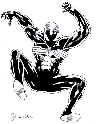SPIDER-MAN BLACK COSTUME COVER QUALITY ORIGINAL COMIC ART BLACK