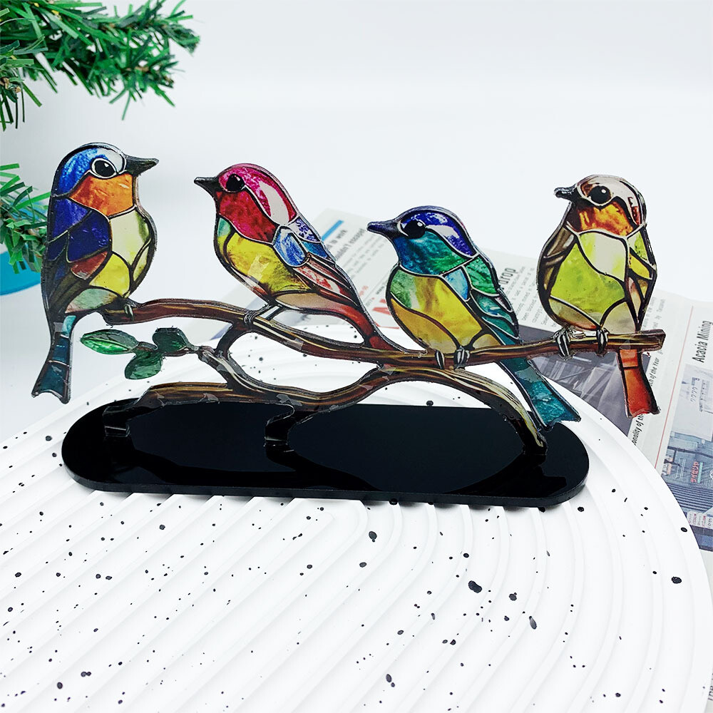 Bird Desk Ornament Colorful Birds Figurine Home Office Tabletop Bird
