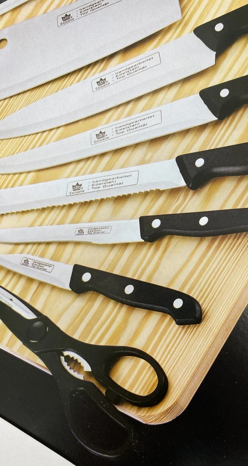 Messerset 9-teilig Edelstahl SBS mit Holzbrett - Bild 3 von 3