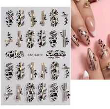 Nail Art Stickers Decals Transfers Glitter Flowers Floral Lines Lace (SJ014)