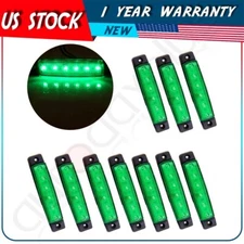 10PCS GREEN SEALED TRUCK TRAILER CLEARANCE LIGHT SIDE MARKER 6LED 2WIRE DESIGN