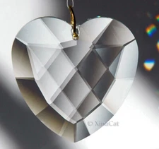 40mm Preciosa Clear Crystal Heart Prism Suncatcher in Velvet Pouch 1.5"