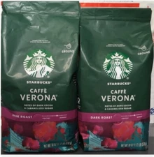 Starbucks Caffe Verona Ground Coffee 2 Large Packages Dark Roast