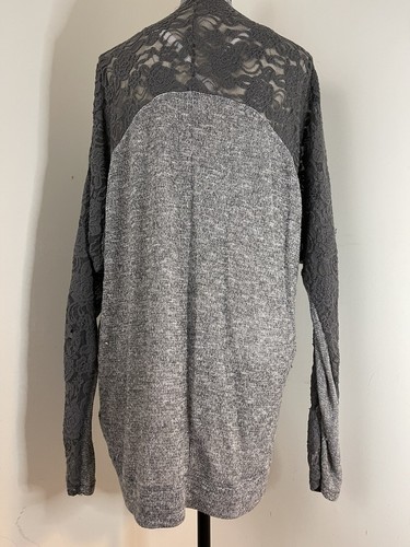 Abercrombie Kids Women's L/XLGray Metallic open Front Cardigan Lace accent Boho - Picture 2 of 9