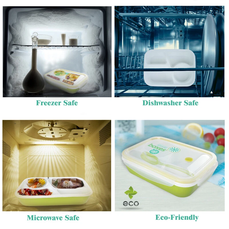 Microwave Safe Bento Box with Spoon and Bowl for Lunch Picnics