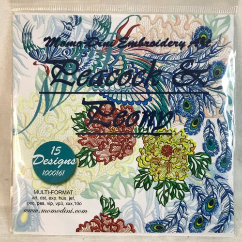 Peacock & Peony Momo-Dini 15 Embroidery Quilting Designs CD Software Floral Bird